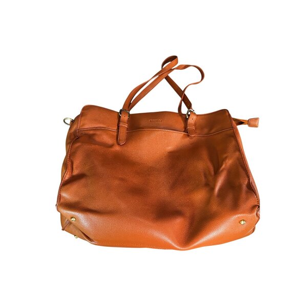 Large ECOSUSI Brown Faux Leather Tote Bag With Zip Pocket & Gold Accents - Picture 2 of 11